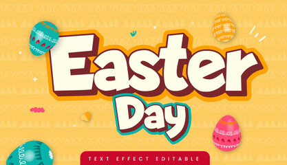 Cute Easter day text effect editable - obrazy, fototapety, plakaty