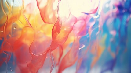 Closeup through window of vibrant and colorful water spreading, creating mesmerizing ripples and abstract liquid art. Dynamic aqua backdrop with transparent surface and fluid motion. - obrazy, fototapety, plakaty