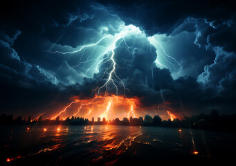 View of beautiful lightning from the sky in a kingdom