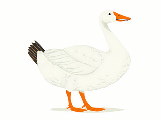 Cartoon Goose, A White Goose With Orange Feet
