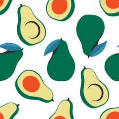 Avocado vector seamless pattern.