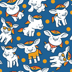 Unicorns vector cartoon seamless pattern background for wallpaper, wrapping, packing, and backdrop.