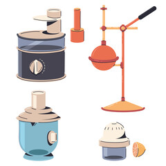 Juicer vector cartoon set isolated on a white background.
