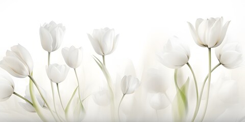 delicate white tulips on a white background