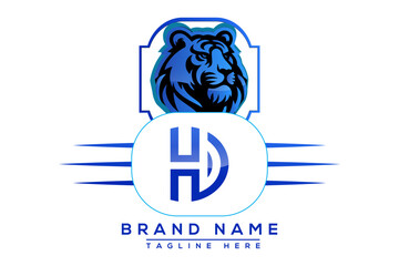 Tiger DH  Blue logo Design. Vector logo design for business.