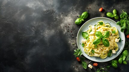 Vegetarian pasta with vegetables - Powered by Adobe