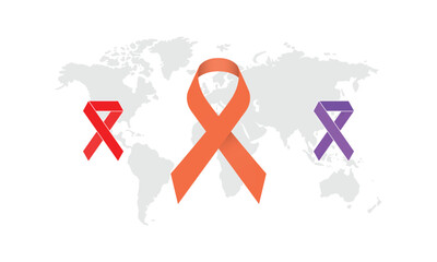 world cancer day, realistic cancer ribbon, 4 February, World Cancer Day with ribbon, important day 