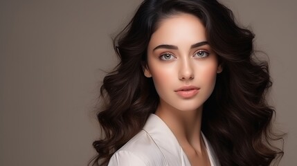 Beautiful skincare cosmetics model advertising or beauty product.	