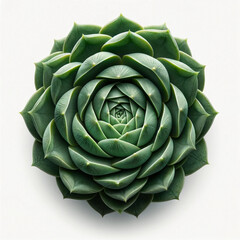 Obraz premium Top view of succulent plant isolated on white background with clipping path,top view of Haworthia limifolia, a type of succulent, with small water droplets on its leaves, on a white background