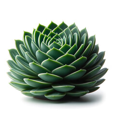Succulent plant isolated on white background cutout. Studio shot,top view of Haworthia limifolia, a type of succulent, with small water droplets on its leaves, on a white background