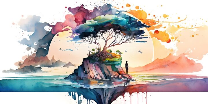 watercolor mindfulness concept art