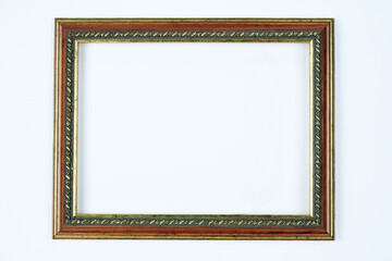 The frame is brown, the frame is brown with a small pattern on a white background.