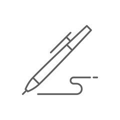 Pen, write icon. Simple outline style. Signature pen, paper, ink, sign, pencil, tool, education concept. Thin line symbol. Vector illustration isolated. Editable stroke.
