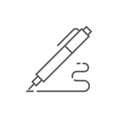 Pen, write icon. Simple outline style. Signature pen, paper, ink, sign, pencil, tool, education concept. Thin line symbol. Vector illustration isolated. Editable stroke.