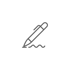 Pen, write icon. Simple outline style. Signature pen, paper, ink, sign, pencil, tool, education concept. Thin line symbol. Vector illustration isolated. Editable stroke.