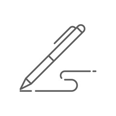 Pen, write icon. Simple outline style. Signature pen, paper, ink, sign, pencil, tool, education concept. Thin line symbol. Vector illustration isolated. Editable stroke.