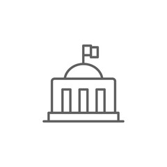 City hall building icon. Simple outline style. Municipal, hall town, embassy, council, government concept. Thin line symbol. Vector illustration isolated. Editable stroke.