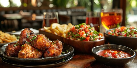 Cuy Frito Elegance: A dining scene with fried guinea pig - Culinary Adventure into Peruvian Tradition - Warm, ambient lighting to convey the unique and adventurous nature of this traditional