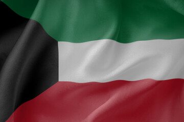 kuwait waving flag close up fabric texture background