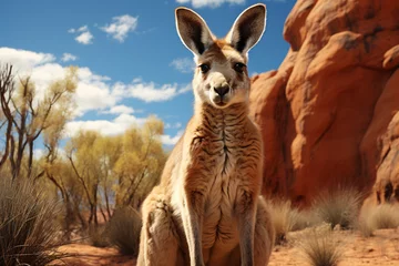 Zelfklevend Fotobehang Cape Le Grand National Park, West-Australië a kangaroo standing