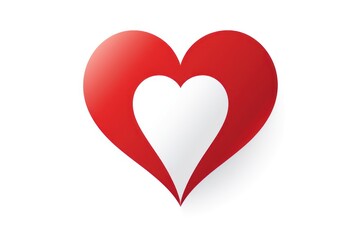  a red heart with a white heart cut out of it's sides, on a white background, with the word love written in the middle of the heart.