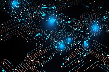 Obraz premium Circuit board technology pattern isolated on black