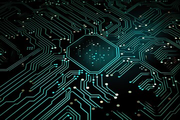 Circuit board technology pattern isolated on black