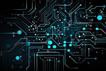 Circuit board technology pattern isolated on black