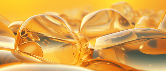 Dynamic arrangement of orange and yellow liquid.