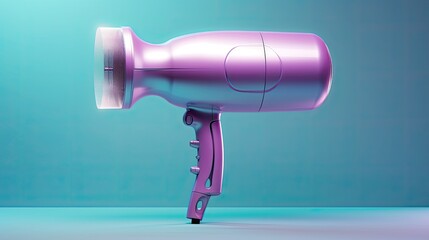 blue hair dryer on white background