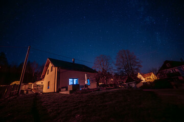 the milky way in the night with Haus 