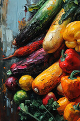 Drawn with paints more acrylic, vegetables Generative AI