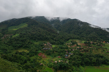 Aerial view of Ban Sapan village, Peaceful little village in Nan province,Thailand