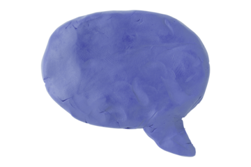 Purple speech bubble plasticine isolated on transparent background
