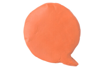 Orange speech bubble plasticine isolated on transparent background