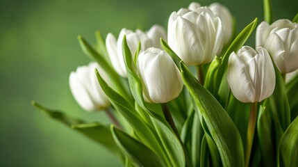 Tulip flowers bloom in spring, displaying beautiful colors and radiating freshness.

