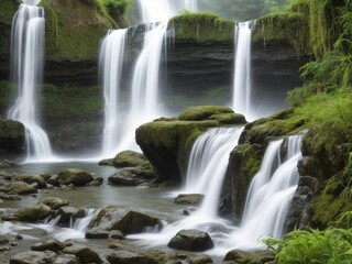 Fototapeta premium Waterfall view background design