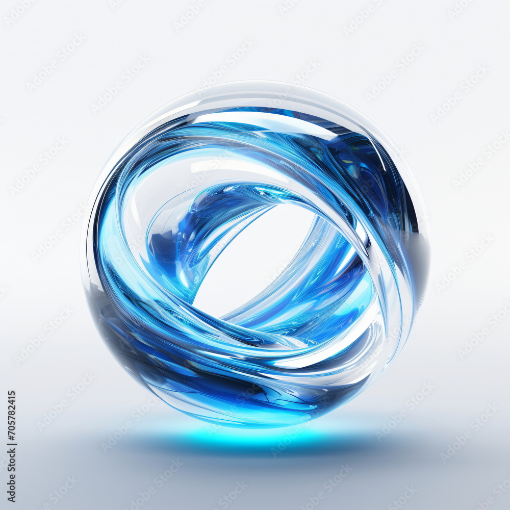 Wall mural abstract blue swirl glass sphere