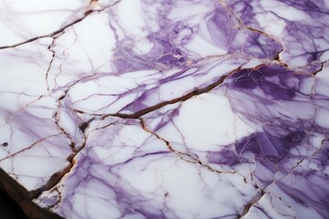  a close up of a table with a purple and white marble pattern on it and a black and white object in the middle of the table top of the table.