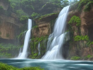 Fototapeta premium Waterfall view background design