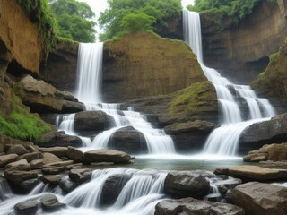 Fototapeta premium Waterfall view background design