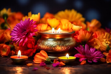Obraz na płótnie Canvas Joyful Diwali celebration lights symbolizing triumph over darkness
