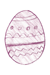 Drawing dark purple Easter eggs isolated on transparent background.