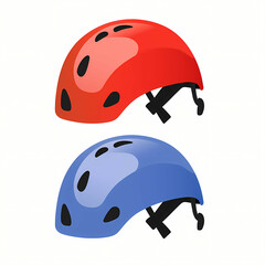 A Climbing Helmet, A Red And Blue Helmet