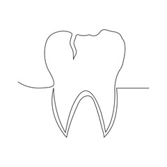 Continuous one line teeth drawing art design