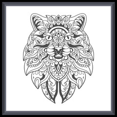 Cat head mandala arts isolated on white background.
