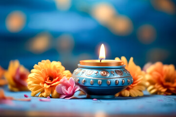 Diwali happiness lights shining bright, symbolizing good prevailing - obrazy, fototapety, plakaty