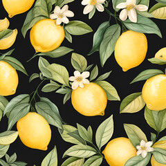 seamless pattern with lemons ai generative 
