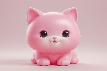 Kawaii-style pink kitten in a playful jellybean world.