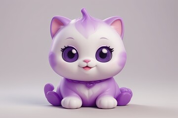 Jelly-style purple white cat posing in a soft and charming atmosphere.